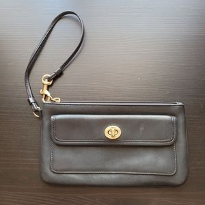 Coach black leather wristlet